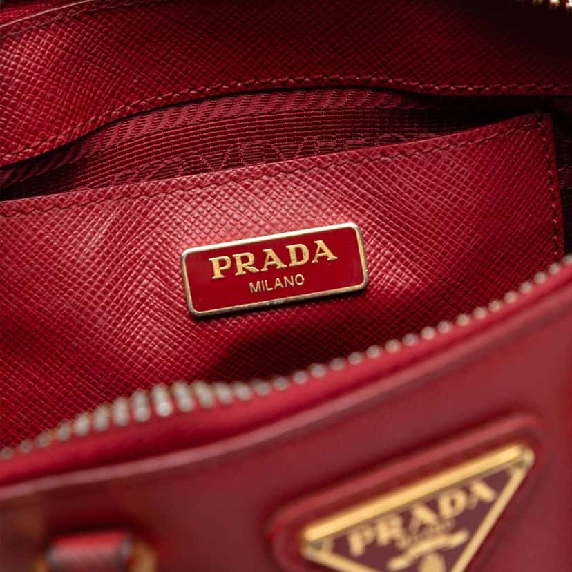 Prada Mini Saffiano Lux Promenade Satchel Red Leather Very good condition - Box View