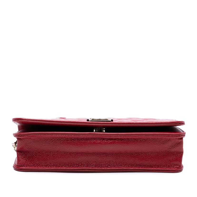 Chanel Quilted Caviar Boy Wallet on Chain Red Leather Very good condition - Inside View