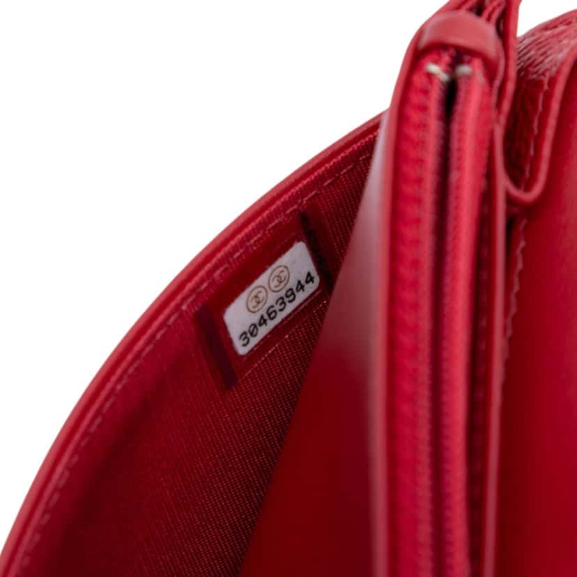 Chanel Quilted Caviar Boy Wallet on Chain Red Leather Very good condition - Box View