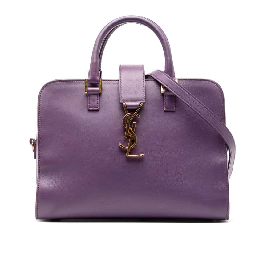 Saint Laurent Baby Leather Monogram Cabas Satchel Purple Leather Good condition - Front View
