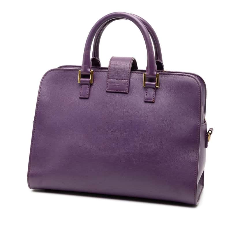 Saint Laurent Baby Leather Monogram Cabas Satchel Purple Leather Good condition - Back View