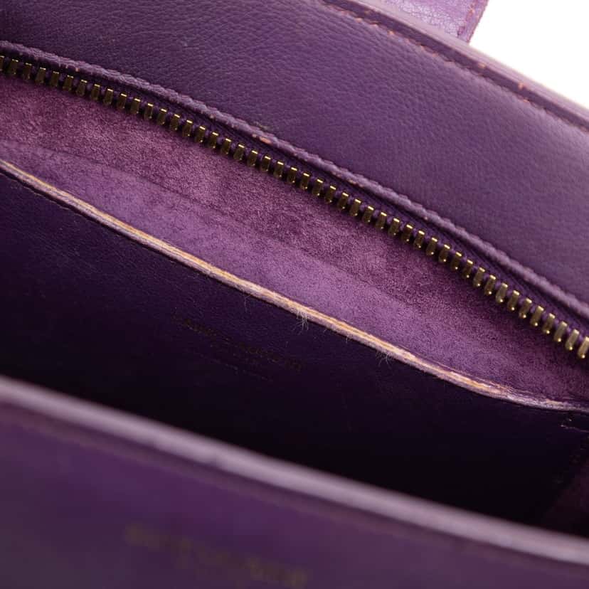 Saint Laurent Baby Leather Monogram Cabas Satchel Purple Leather Good condition - Box View