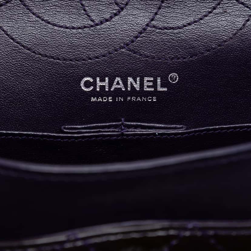 Chanel Quilted Patent Reissue 2.55 Double Flap 226 Purple Leather Very good condition - Box View
