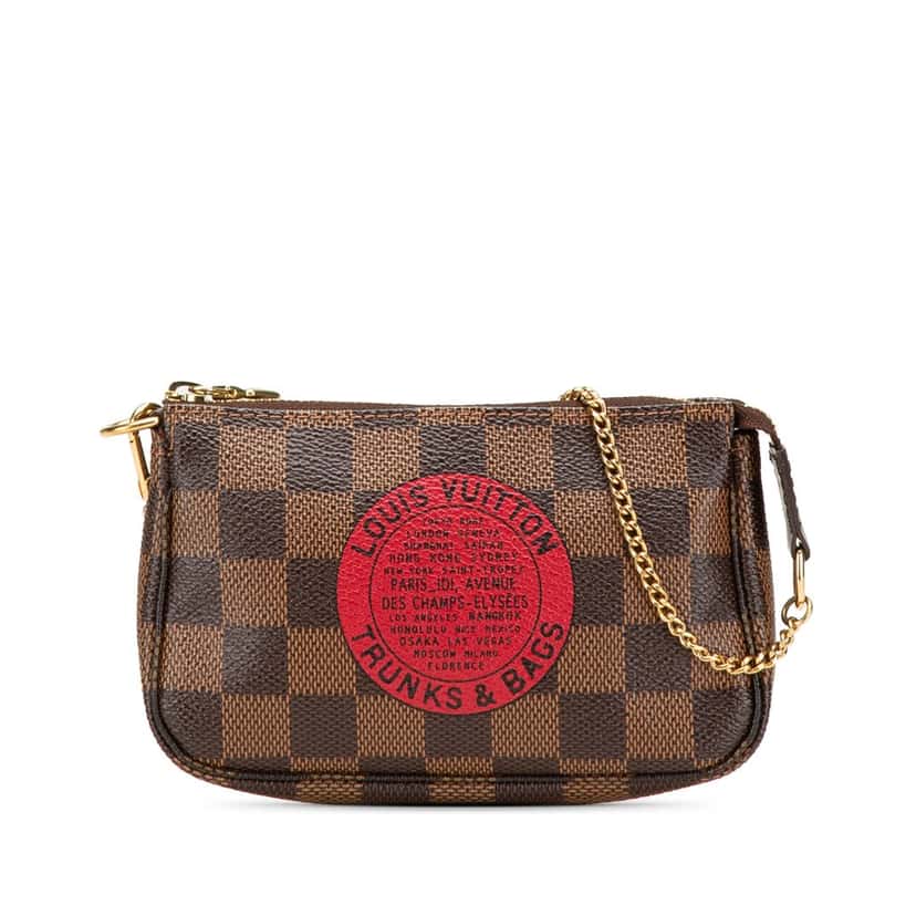 Louis Vuitton Damier Ebene Trunks and Bags Mini Pochette Accessoires Brown Canvas Very good condition - Front View