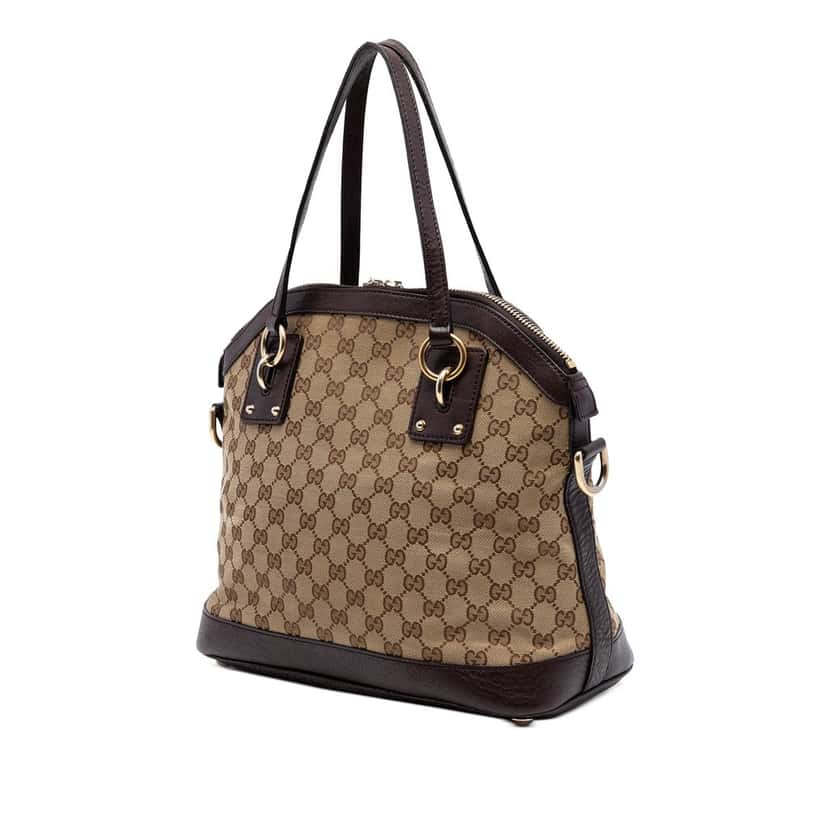 Gucci Medium GG Canvas Charm Dome Satchel Beige Very good condition - Back View