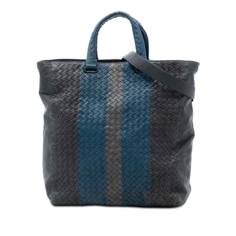 Bottega Veneta Tricolor Nappa Intrecciato Convertible Tote Black Leather Very good condition - Front View