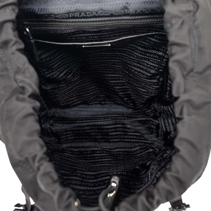 Prada Tessuto Impunturato Double Buckle Backpack Black Very good condition - Model View