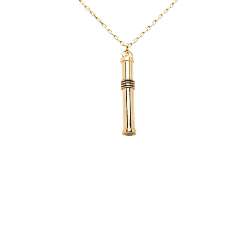 Gucci Gold Plated Web Perfume Bottle Pendant Necklace Gold Metal Very good condition - Back View