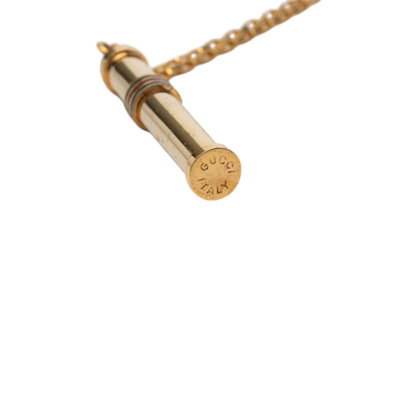 Gucci Gold Plated Web Perfume Bottle Pendant Necklace Gold Metal Very good condition - Model View