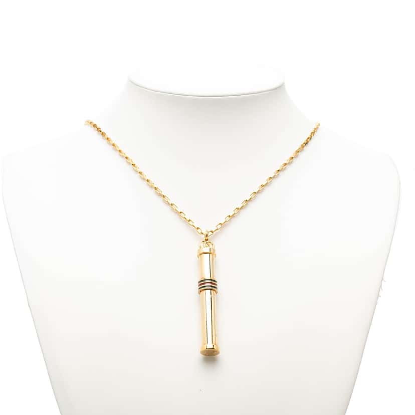 Gucci Gold Plated Web Perfume Bottle Pendant Necklace Gold Metal Very good condition - Box View