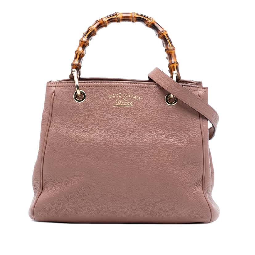 Gucci Small Calfskin Bamboo Shopper Satchel Brown Leather Very good condition - Front View