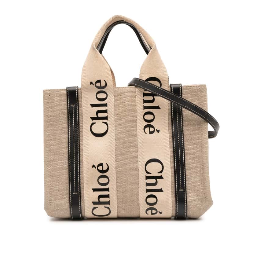 Chloé Small Canvas Woody Tote Beige Very good condition - Front View