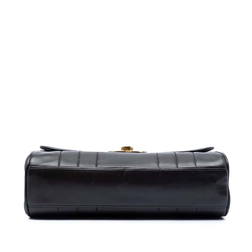 Chanel CC Vertical Quilt Lambskin Flap Black Leather Very good condition - Inside View