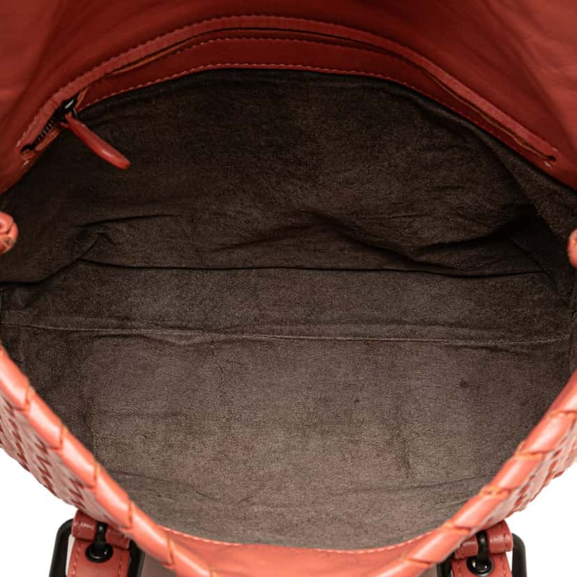 Bottega Veneta Leather Intrecciato Flap Satchel Orange Leather Very good condition - Model View