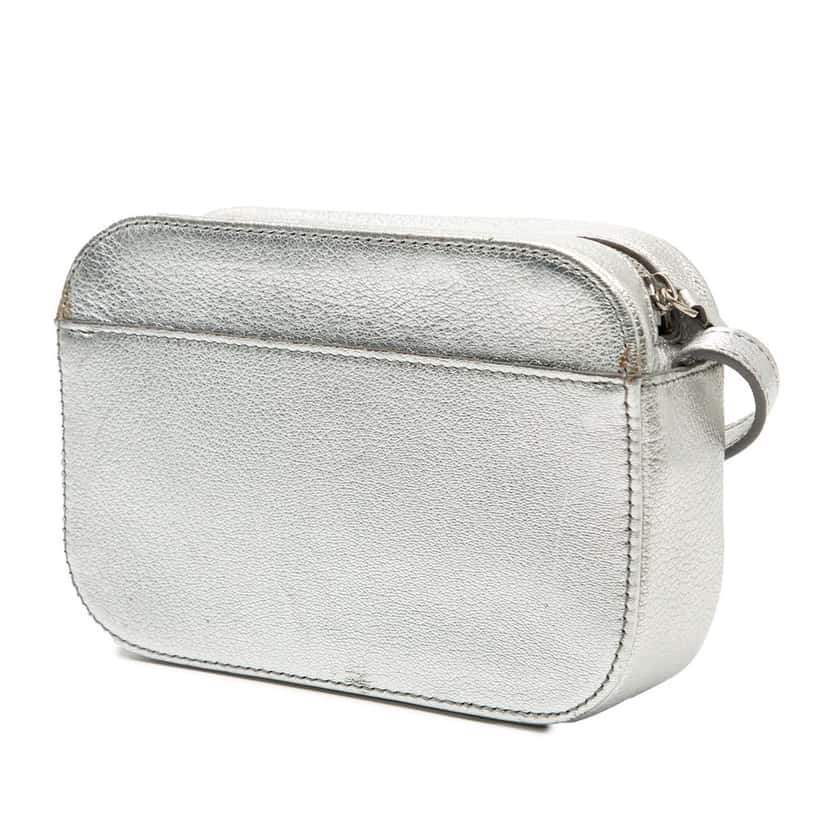 Balenciaga XS Metallic Leather Everyday Camera Bag Silver Leather Very good condition - Back View