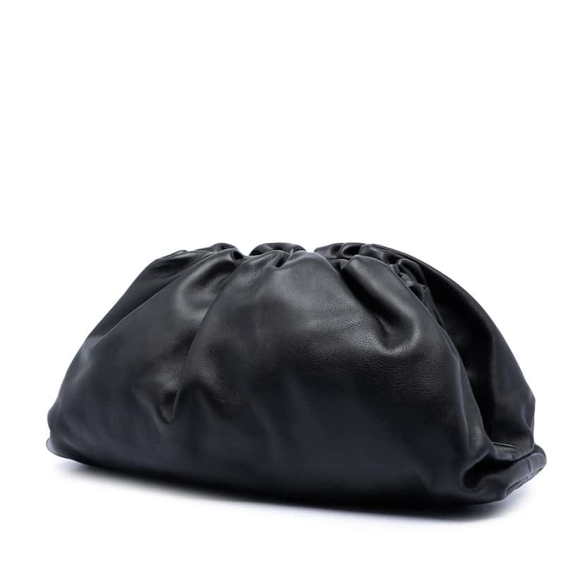 Bottega Veneta Lambskin The Pouch Black Leather Very good condition - Back View