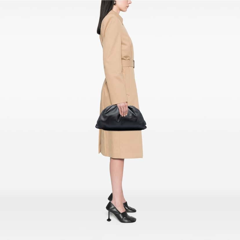 Bottega Veneta Lambskin The Pouch Black Leather Very good condition - Box View