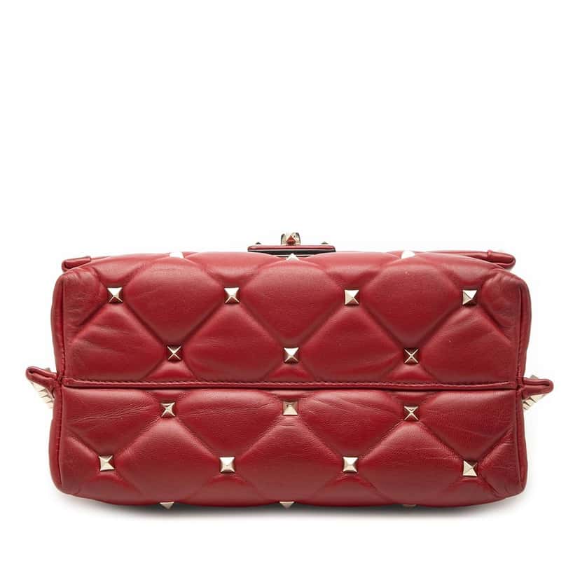 Valentino Medium Lambskin Candystud Top Handle Satchel Red Leather Very good condition - Inside View