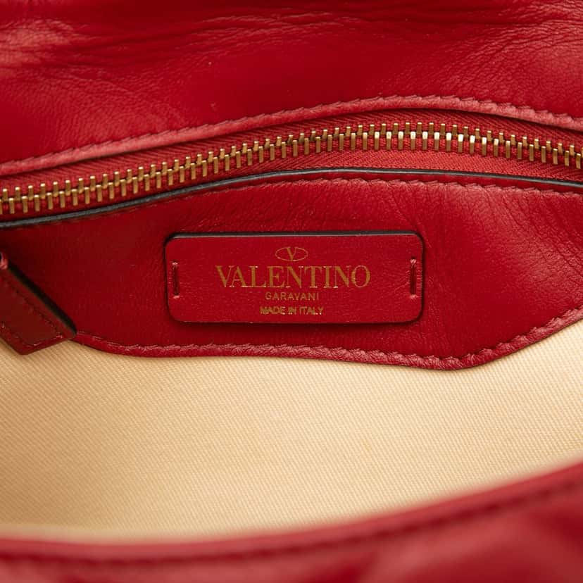 Valentino Medium Lambskin Candystud Top Handle Satchel Red Leather Very good condition - Box View