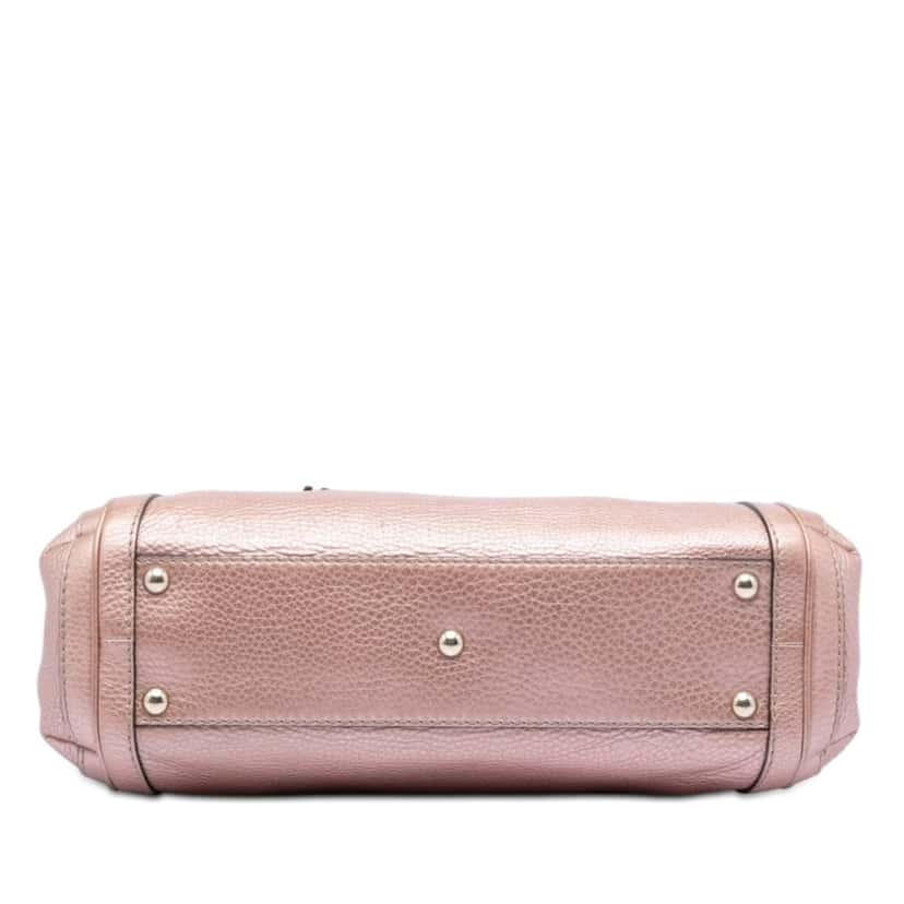 Gucci Metallic Pebbled Calfskin Bella Satchel Pink Leather Very good condition - Inside View