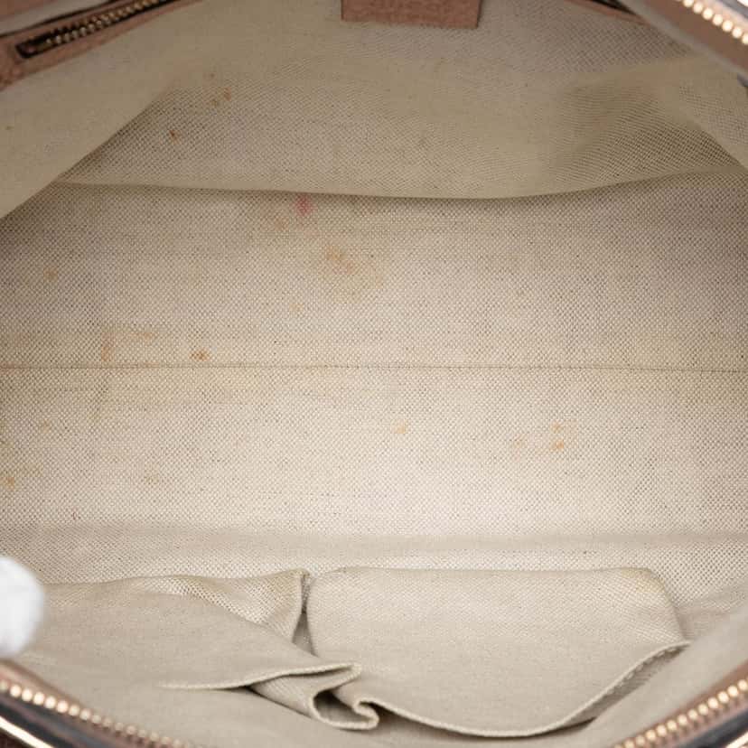 Gucci Metallic Pebbled Calfskin Bella Satchel Pink Leather Very good condition - Model View