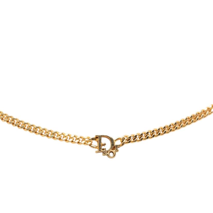 Dior Gold Plated Logo Pendant Necklace Gold Metal Very good condition - Back View