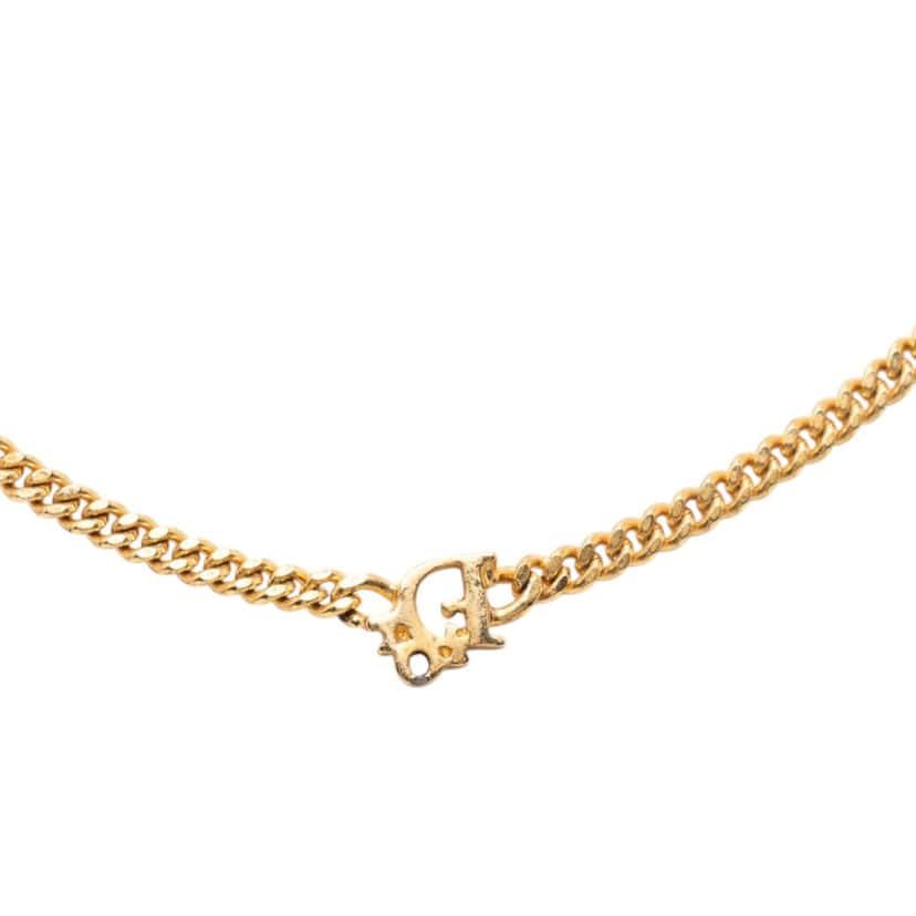 Dior Gold Plated Logo Pendant Necklace Gold Metal Very good condition - Inside View