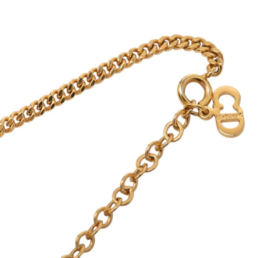 Dior Gold Plated Logo Pendant Necklace Gold Metal Very good condition - Model View