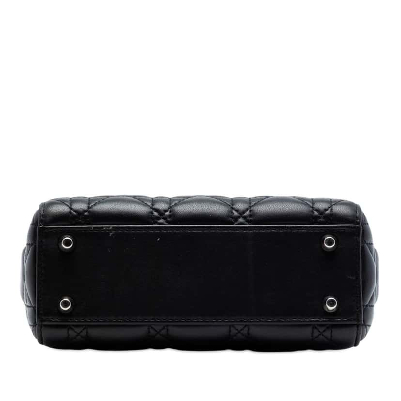 Dior Mini Lambskin Cannage Lady Dior Black Leather Very good condition - Inside View