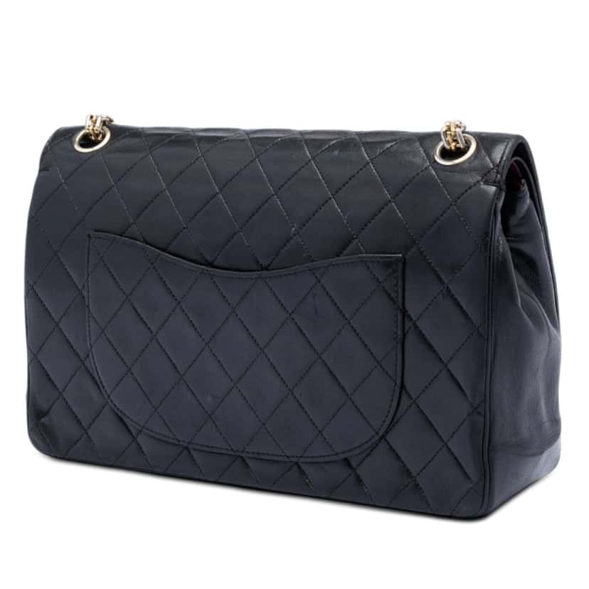 Chanel Medium CC Quilted Lambskin Bijoux Chain Double Flap Black Leather Very good condition - Back View