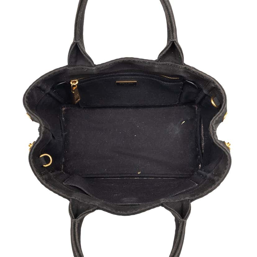 Prada Small Canvas Canapa Logo Satchel Black Very good condition - Model View