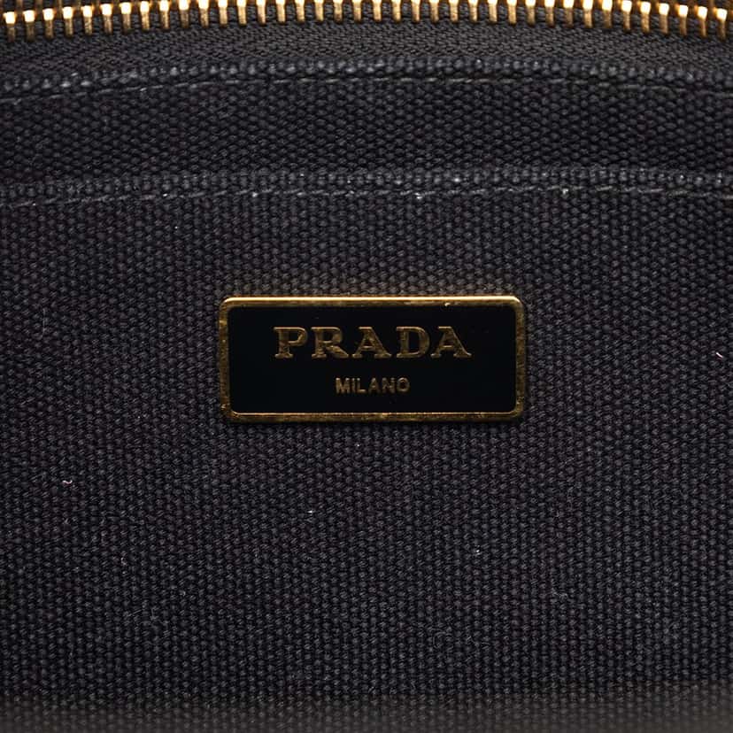 Prada Small Canvas Canapa Logo Satchel Black Very good condition - Box View