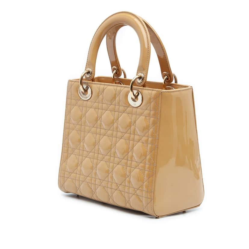 Dior Medium Patent Cannage Lady Dior Brown Leather Very good condition - Back View