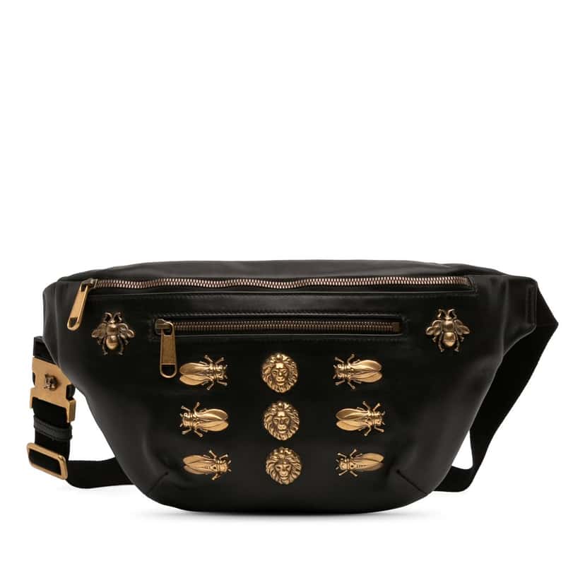 Gucci Leather Animalier Belt Bag Black Leather Very good condition - Front View