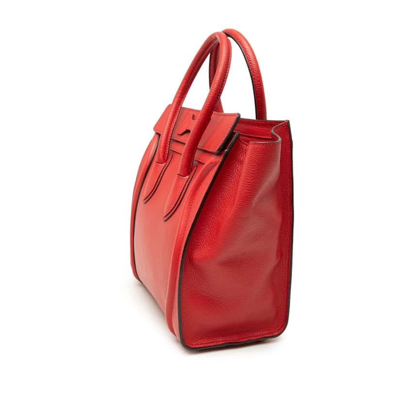 Celine Micro Calfskin Luggage Tote Red Leather Very good condition - Back View