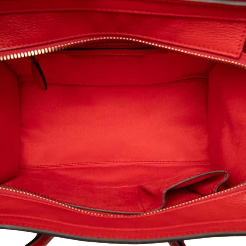 Celine Micro Calfskin Luggage Tote Red Leather Very good condition - Model View