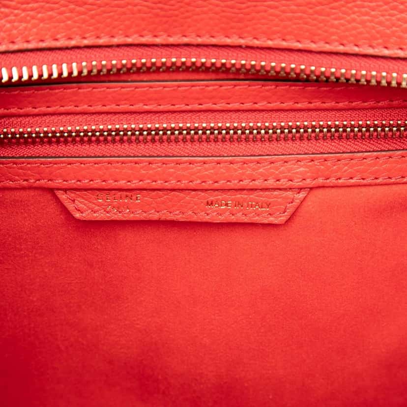 Celine Micro Calfskin Luggage Tote Red Leather Very good condition - Box View