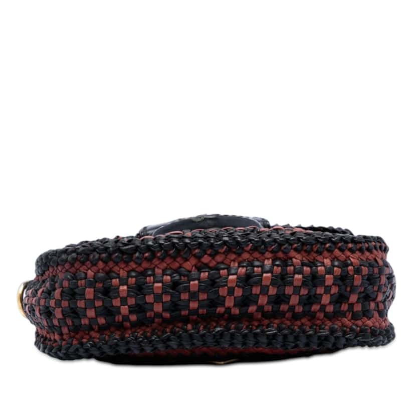 Prada Bicolor Woven Goatskin Madras Crossbody Black Leather Very good condition - Inside View