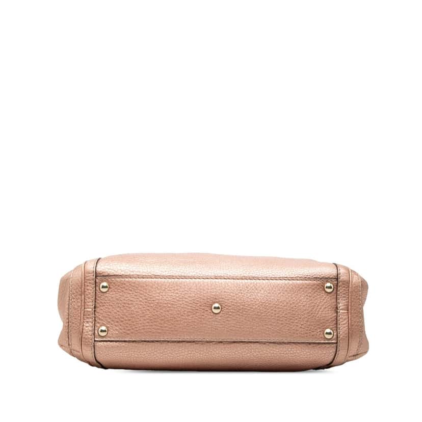 Gucci Metallic Pebbled Calfskin Bella Satchel Pink Leather Very good condition - Inside View