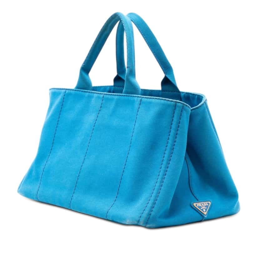 Prada Large Canvas Canapa Logo Satchel Blue Very good condition - Back View