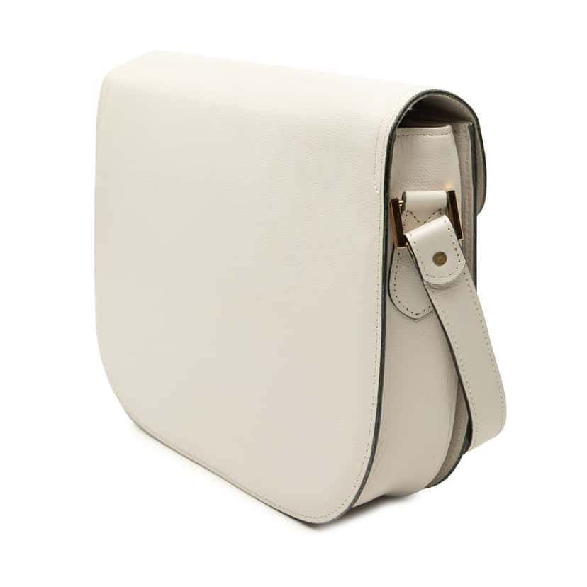 Saint Laurent Embossed Logo Leather Flap Shoulder Bag White Leather Very good condition - Back View