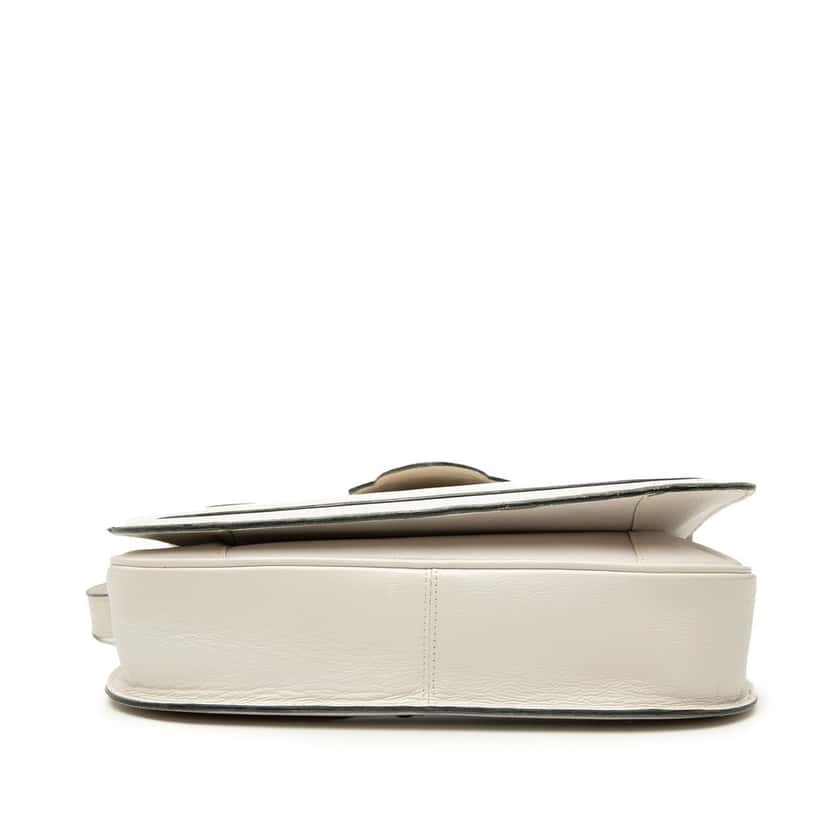 Saint Laurent Embossed Logo Leather Flap Shoulder Bag White Leather Very good condition - Inside View