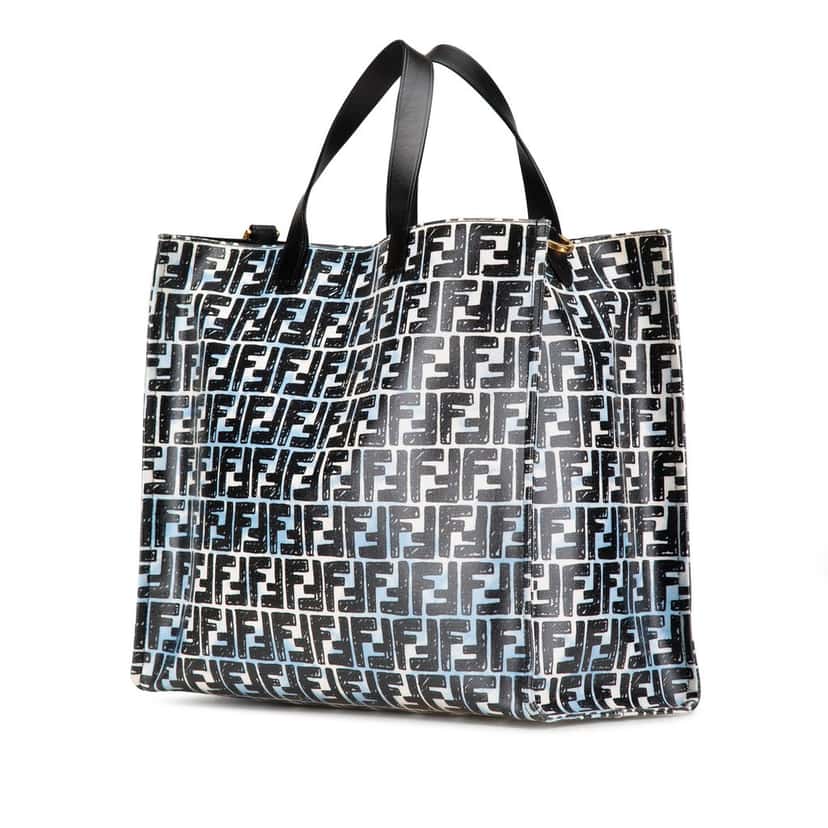 Fendi Joshua Vides Zucca Coated Canvas Cloudy Shopper Satchel Blue Very good condition - Back View