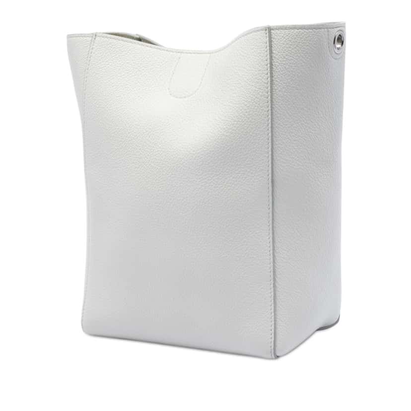 Celine Small Soft Grained Calfskin Seau Sangle Bucket Bag White Leather Very good condition - Back View
