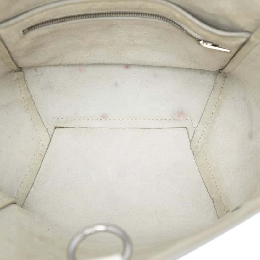 Celine Small Soft Grained Calfskin Seau Sangle Bucket Bag White Leather Very good condition - Model View