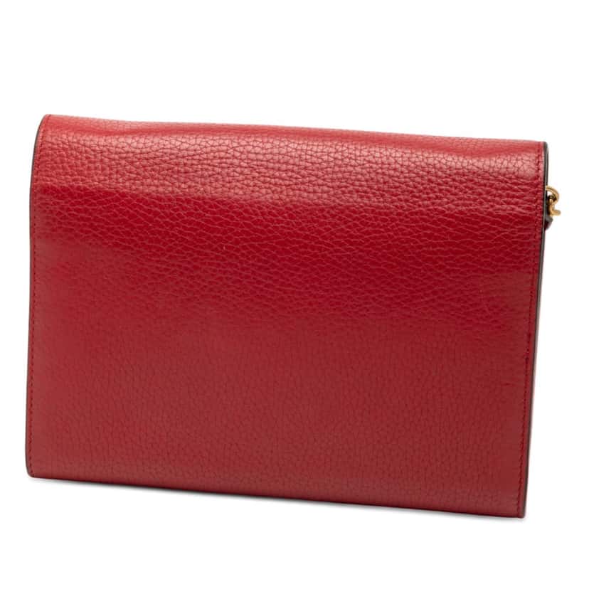 Gucci GG Marmont Leather Wallet on Chain Red Leather Very good condition - Back View