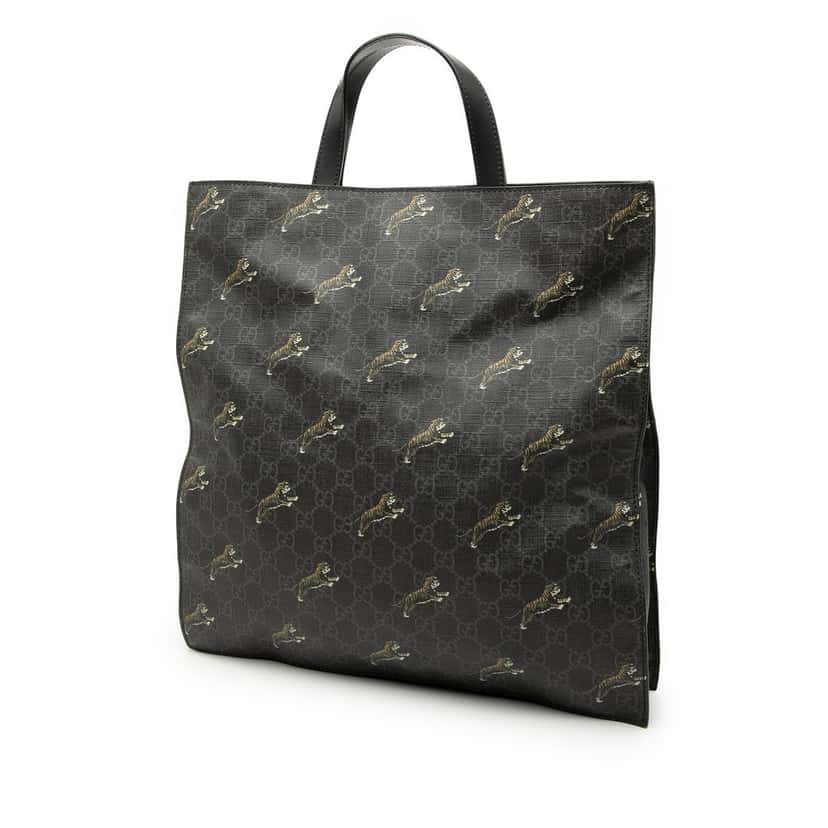 Gucci GG Supreme Tiger Convertible Soft Tote Black Very good condition - Back View