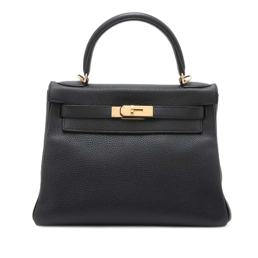 Hermès Special Order Clemence Verso Kelly II Retourne 28 Black Leather Very good condition - Front View