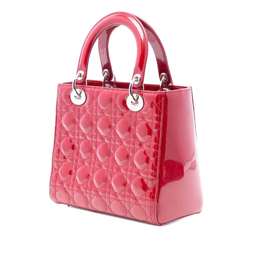 Dior Medium Patent Cannage Lady Dior Red Leather Very good condition - Back View