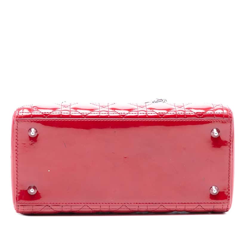 Dior Medium Patent Cannage Lady Dior Red Leather Very good condition - Inside View